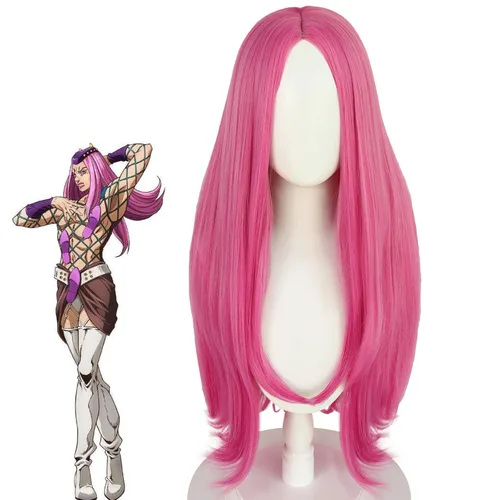 Vista 2 de Narciso - Peluca de cosplay Anasui rosa para mujer, disfraz de anime de Halloween
