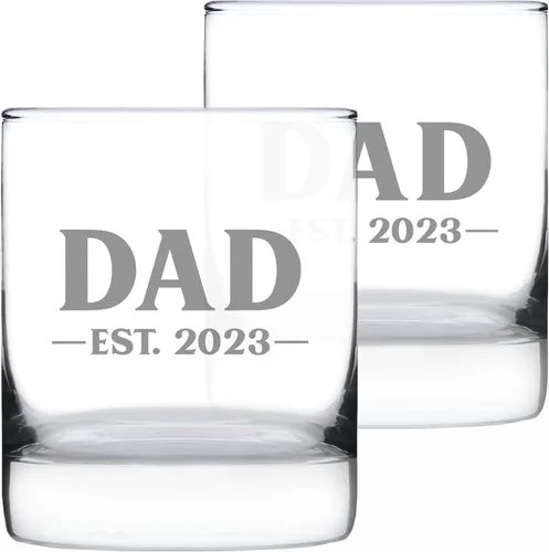 Vista 13 de Dad Est 20XX personalizado – Nuevo padre whisky rocas regalo de cristal para padres primerizos – Gafas personalizadas atrevidas de 10.25 onzas