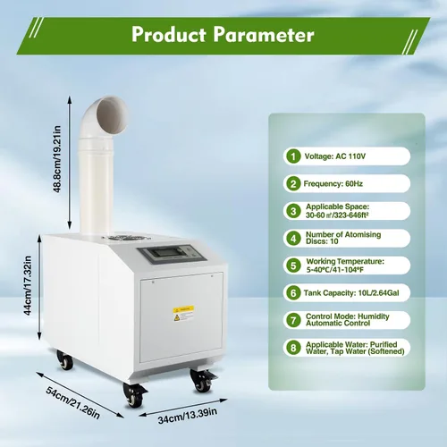 Vista 6 de Humidificador ultrasónico humidificador agrícola industrial, humidificador para plantas 6.6 lbs/h gran volumen 30-60㎡ Humidificador comercial