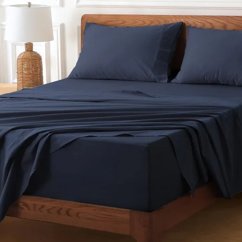 Vista 5 de HYPREST Juego de sábanas de bolsillo extra profundo tamaño King, se ajusta a colchones de 18"-24" de profundidad - Juego de sábanas de algodón 100%