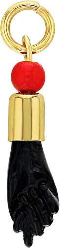 Vista 2 de Colgante de talismán con diseño de mano y ojo maligno, chapado en oro, color rojo y negro, para hombres y mujeres, elegante regalo de joyería