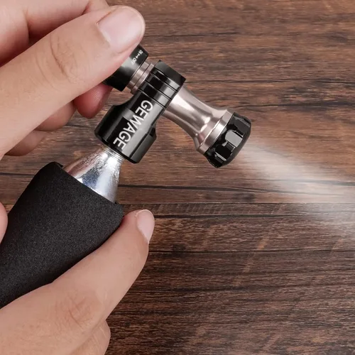 Vista 5 de Inflador de CO2 con 4 cartuchos de 0.56 oz - Bomba de bicicleta de CO2 compatible con válvula Presta y Schrader - Inflador de neumáticos
