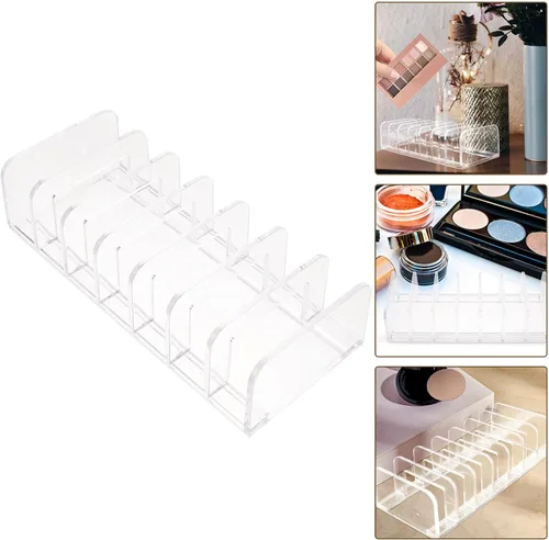 Vista 3 de VALICLUD Transparent Divided Makeup Pallet Organizer with Slots Cosmetic Storage Container for Eyeshadow Lipstick and Makeup Accessories Compact