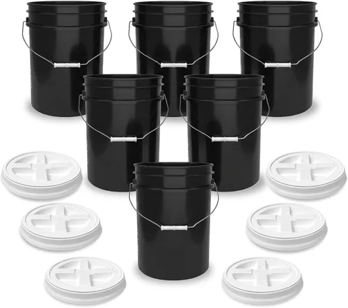 Vista 16 de ePackageSupply - Cubo de 5 galones, grado alimenticio, sin BPA, color negro y negro, 1 unidad Negro/Negro