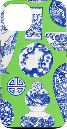 Vista 7 de Blue Willow Chinoiserie Pagoda Ginger Jar Preppy Blue Green Case para iPhone 16