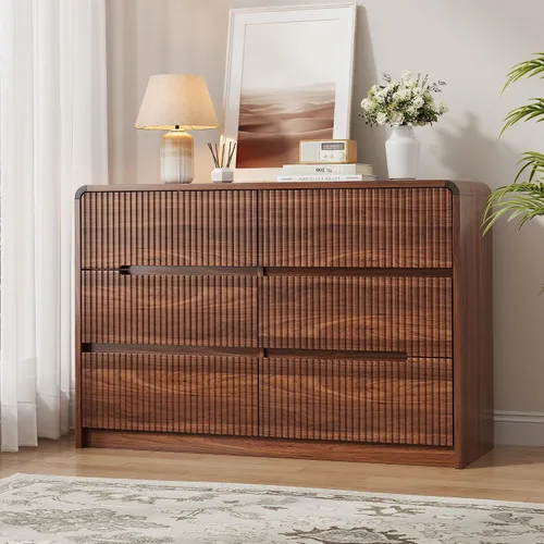 Vista 9 de Cómoda de madera negra para dormitorio, 5 cajones para almacenamiento de ropa, cómoda moderna con cajones anchos, cómoda de madera amplia para sala