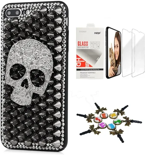 Vista 6 de Bling Case compatible con iPhone 5C - Elegante - 3D hecha a mano [Serie Sparkle Series] Diseño de flores con cadena de borde de leopardo cubierta