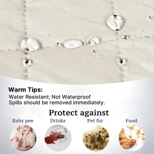 Vista 16 de H.VERSAILTEX Funda de sofá resistente al agua para sofá de 3 cojines, reversible, protector de muebles acolchado con correa elástica, funda de sofá