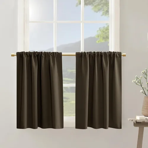 Vista 25 de PANELSBURG - Cortinas de cocina para ventanas, cortinas cortas térmicas aisladas de invierno para puerta con ventana, 24 pulgadas de largo, beige