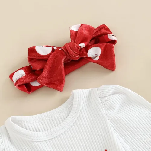 Vista 2 de Gueuusu Conjunto de 2 piezas de ropa de Navidad para bebé niña, sudadera con diseño de flores y Papá Noel, 2 piezas