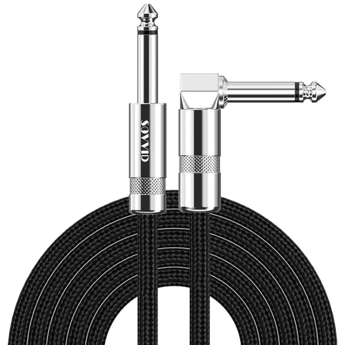 Vista 20 de Cable de Guitarra de 6 Pies Cable de Instrumento para Guitarra Eléctrica y Bajo, Teclado - Cable AMP de Ángulo Recto de 1/4 Pulgada, Negro