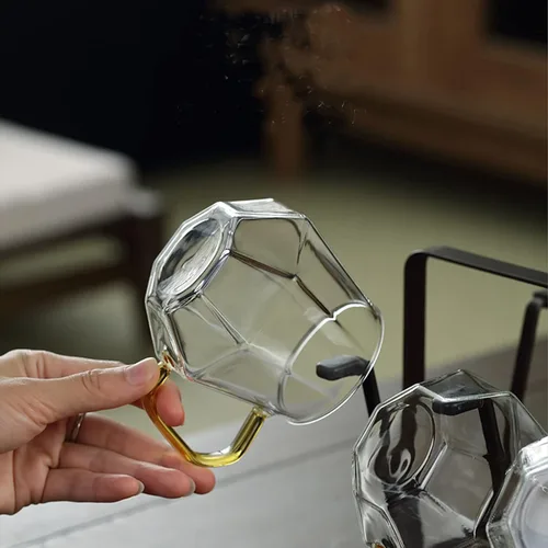 Vista 8 de AEFPOYMXU Juego de 2 tazas de café de vidrio transparente de 10 onzas con asa, resistente al calor, para licor, té, bebidas de leche, café