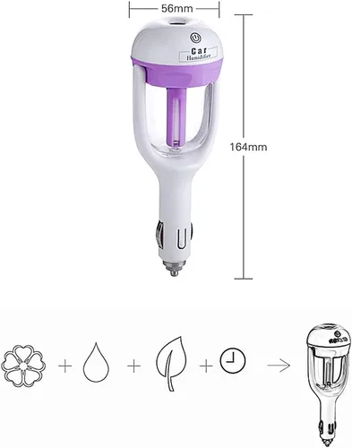 Vista 6 de Humidificador de purificador de aire de coche y aromaterapia Mini cargador de coche Puerto portátil humidificador de niebla fría con aroma difusor