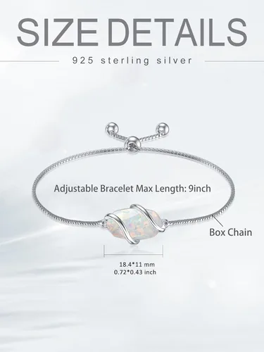 Vista 5 de HPQQ 925 Sterling Silver Bracelet for Women Dainty Simple Stone Link Bracelet Fine Jewelry Valentine's Day Gifts for Her Anniversary Birthday Gifts