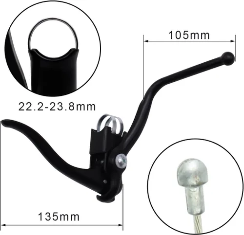 Vista 2 de SENQI Palanca de freno de doble manija para bicicleta de carretera para freno C y freno V negro
