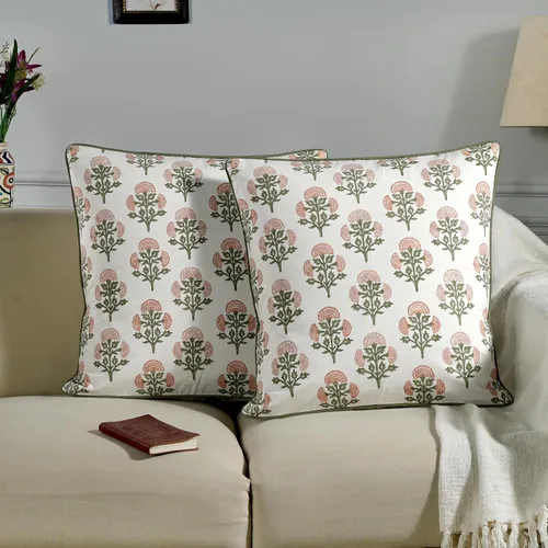Vista 8 de Ridhi Juego de 2 fundas de almohada decorativas de 16 x 16 pulgadas con estampado de bloques de color azul aguamarina para sala de estar