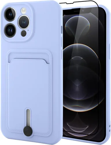 Vista 57 de MZELQ Cartera de TPU Compatible con Funda iPhone 12, Portarjetas Protección de Cámara Cubierta + Protector de Pantalla, Ranura Empujable para Niñas