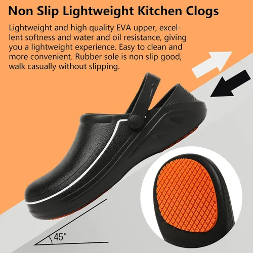 Vista 3 de Zapatos de chef para hombre, zapatos para cocina, zapatos de trabajo antideslizantes para mujer, zuecos cómodos para enfermera, zapatos de cocodrilo