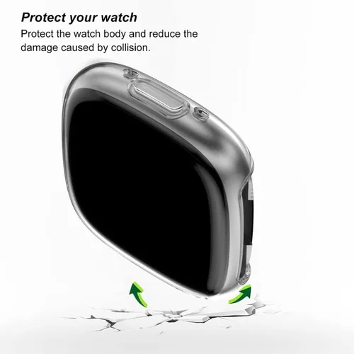 Vista 4 de Rc-Z [Paquete de 4] Funda protectora de pantalla para Fitbit Versa 4/Fitbit Sense 2, TPU antiarañazos, cubierta completa, accesorios