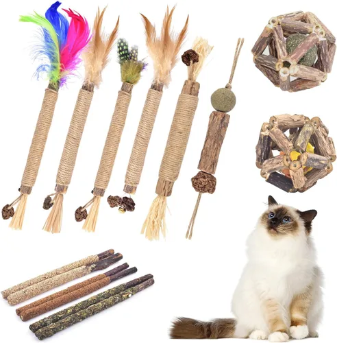 Vista 10 de TINDTOP Silvervine - Palitos masticables para gatos, paquete de 10 juguetes