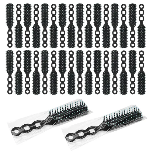 Vista 8 de Cepillos de pelo a granel para personas sin hogar, paquete de 12 cepillos de pelo a granel para cabello rizado, ondulado, secado de pelo, Negro
