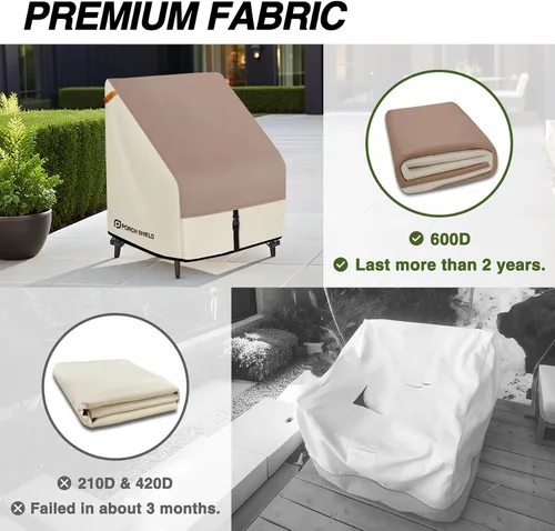 Vista 4 de Porch Shield Fundas para Sillas de Patio - Funda Impermeable para Silla de Salón Exterior de Asiento Profundo para Césped - 28 pulgadas de ancho x