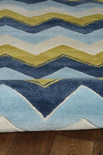 Vista 6 de Linon Colección Trío RUG-TARL3681, azul, 8 x 10