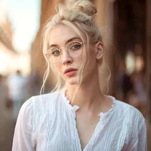 Vista 2 de Kursan Gafas clásicas redondas de metal transparente para mujeres y hombres, lentes sin receta