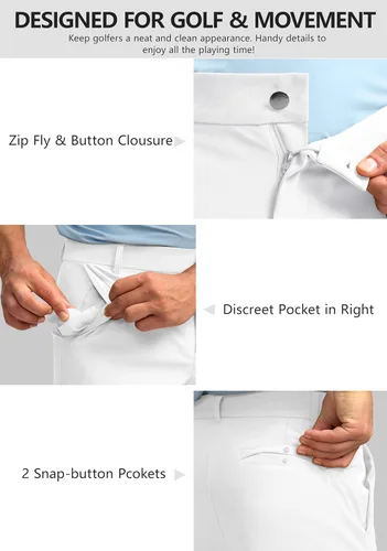 Vista 5 de Obla Pantalones de golf para hombre, 303234 pulgadas, ajustados, elásticos, ligeros, con 5 bolsillos, pantalones casuales de trabajo para hombre