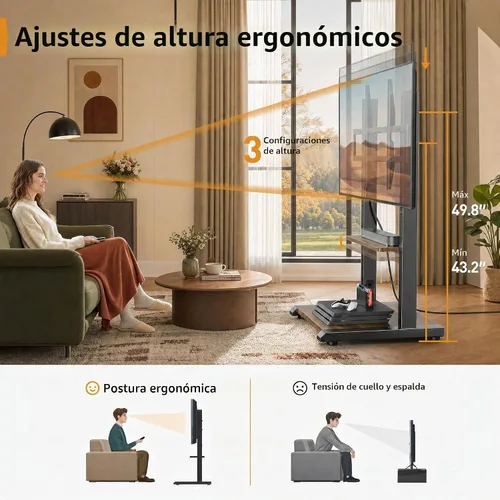 Vista 4 de Perlegear Soporte de TV de suelo con regleta para televisores de 50 a 110