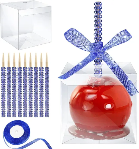 Vista 11 de MGWOTH Cajas para Manzanas Acarameladas con Agujero para Palo Brillante, Paquete de 20 Kit de Envoltura para Manzanas de Caramelo con Contenedores