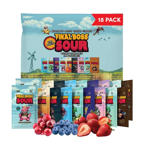 Vista 12 de Final Boss Sour Candy Todos los niveles, paquete variado, paquete de 6 – Hecho con frutas secas reales, sin colores artificiales, sin sabores