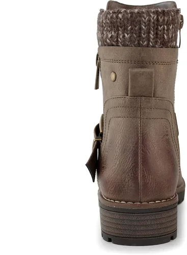 Vista 7 de Hawkwell Botas de combate para mujer, botas de tobillo con hebilla lateral y cremallera