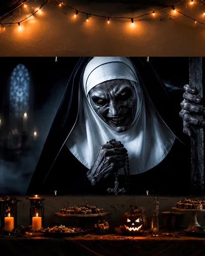Vista 6 de Yigney Pancarta de cubierta de puerta de garaje de Halloween de 6 x 13 pies negro_1