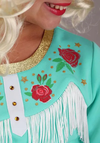 Vista 5 de Disfraz de estrella del país occidental para niña, vestido floral azul de la cantante de Nashville Diva para cosplay de personajes