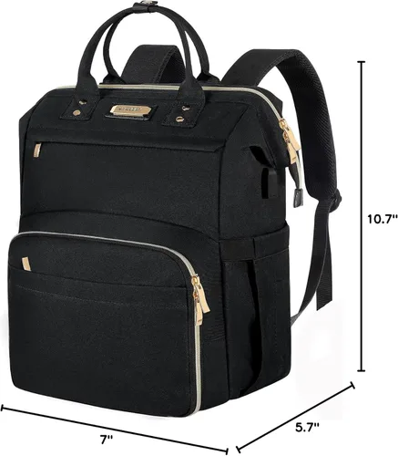 Vista 6 de Mochila Bolsa de Almuerzo, Mochila Refrigeradora Aislada Caja de Almuerzo Mochila para Laptop con Puerto USB para Mujeres y Hombres, Negro, Mochilas