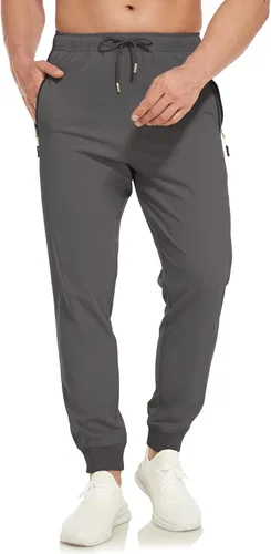 Vista 2 de SPOSULEI Mens Lightweight Athletic Joggers Hiking Sweatpants Quick Dry Running Workout Tapered Pants with Zipper Pockets
