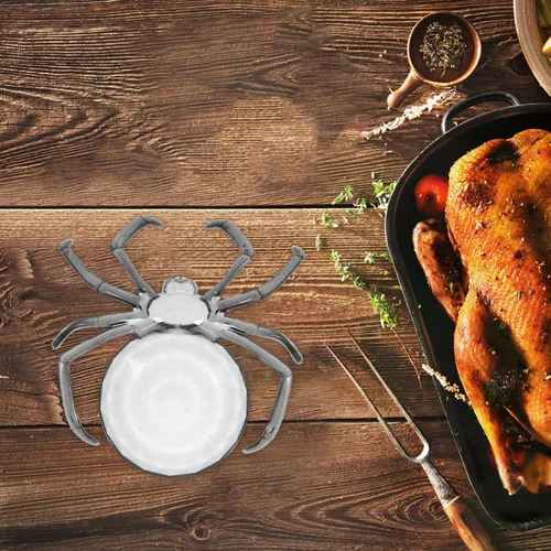 Vista 4 de Bandeja de dulces de araña estilo Halloween de 9.44 pulgadas, plato de postre de plástico multifunción para servir frutas en el hogar y cenar