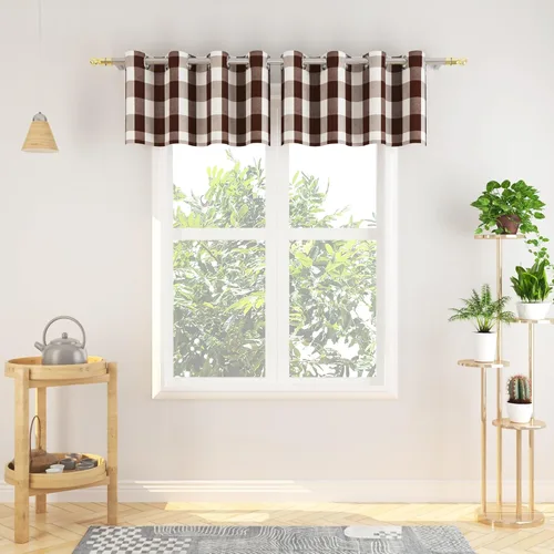 Vista 83 de Cortinas de 24 pulgadas de largo con diseño Buffalo Check Gingham Plaid para ventanas de cocina y baño, tratamiento para ventanas con 2 paneles