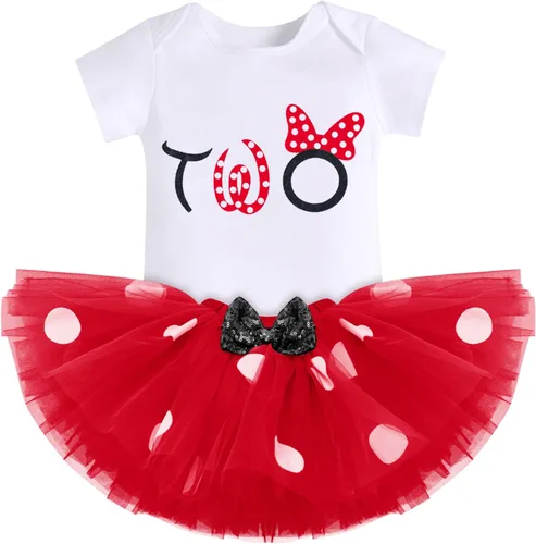 Vista 20 de IMEKIS Conjunto de Ropa de Cumpleaños de Ratón para Bebé Niña 1er 2do Cumpleaños Pelele Romper para Romper Tartas Falda Tutú Conjunto de Lunares