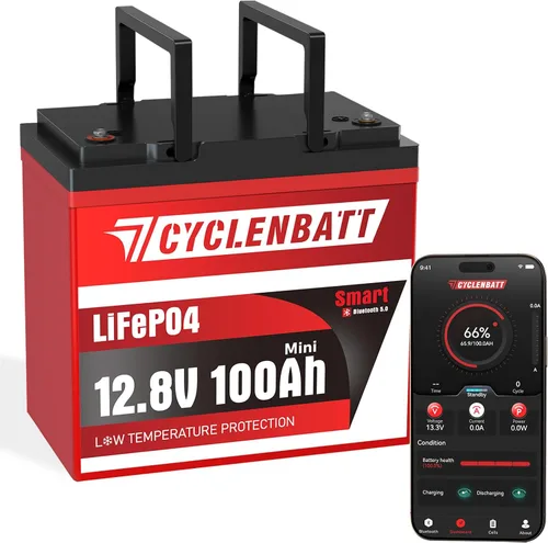 Vista 10 de CYCLENBATT Batería de Litio de 12V 10Ah, Más de 5000 Ciclos Batería LiFePO4 12V 10Ah con BMS de 10A Integrado, Batería de Litio de 12V Adecuada