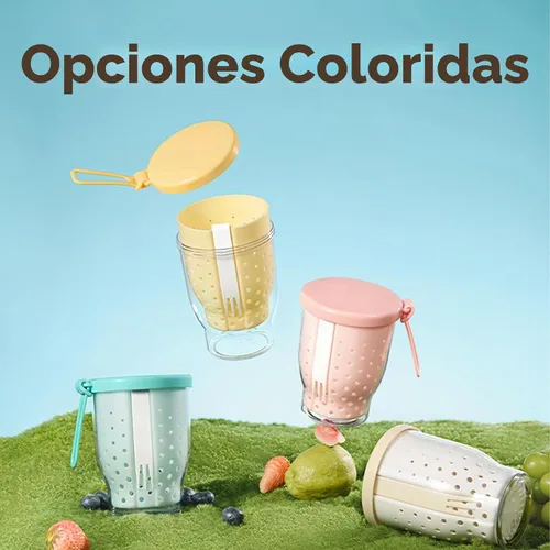 Vista 2 de Vasos de frutas de viaje de 25 onzas para automóvil, taza de almacenamiento de ensalada de frutas con tenedor y tapas, recipientes reutilizables a