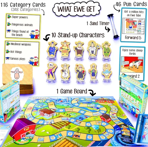 Vista 3 de SHEEPLE™ - Divertido juego de fiesta para la noche de juegos en familia - Fácil y divertido para grandes grupos de 4 a 12 jugadores - Diversión