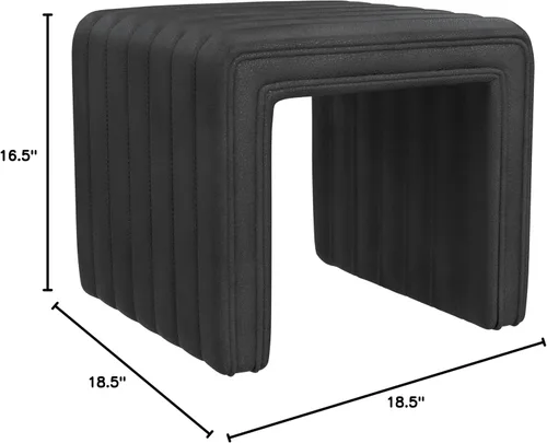 Vista 3 de Spatial Order Modern Channel - Otomana copetuda Decoración del hogar Spatial Order Otomana para sala de estar y dormitorio, piel sintética negra