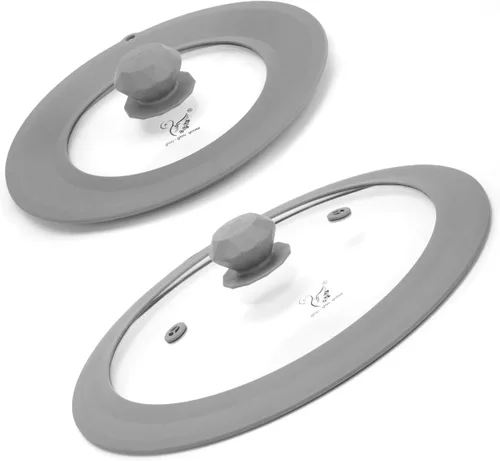 Vista 11 de Tapa universal de vidrio templado ventilado para sartén con borde de silicona resistente al calor, cubierta de tapa de salpicaduras de microondas
