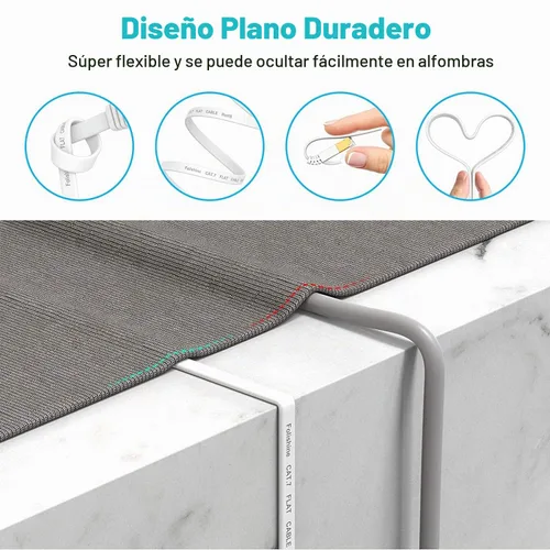Vista 3 de Folishine - Cable Ethernet cat7 de 15 pies, cable de red de alta velocidad, cables planos de conexión LAN con conectores STP RJ45 para enrutador