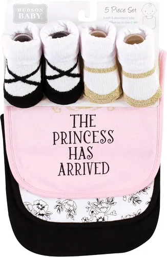 Vista 285 de Hudson Baby Conjunto de babero y calcetines unisex de algodón para bebé