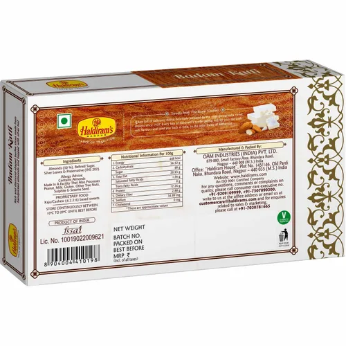 Vista 2 de Haldiram's Nagpur Kaju Katli, Badam Katli, Mini Kaju Katli (paquete de 0.11-8.82 oz cada uno)