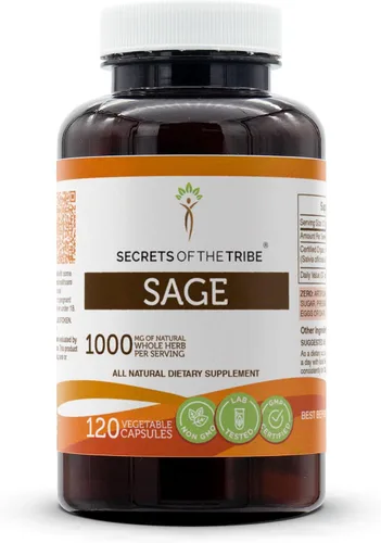 Vista 5 de Secrets of the Tribe Sage 60 Cápsulas, 1000 mg, Sage (Salvia officinalis) Hoja Seca (60 Cápsulas)