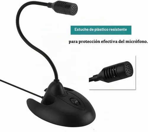 Vista 4 de Micrófono portátil, micrófono flexible de escritorio para karaoke estéreo para reuniones de oficina, chat de voz en línea, red de computadora (negro)